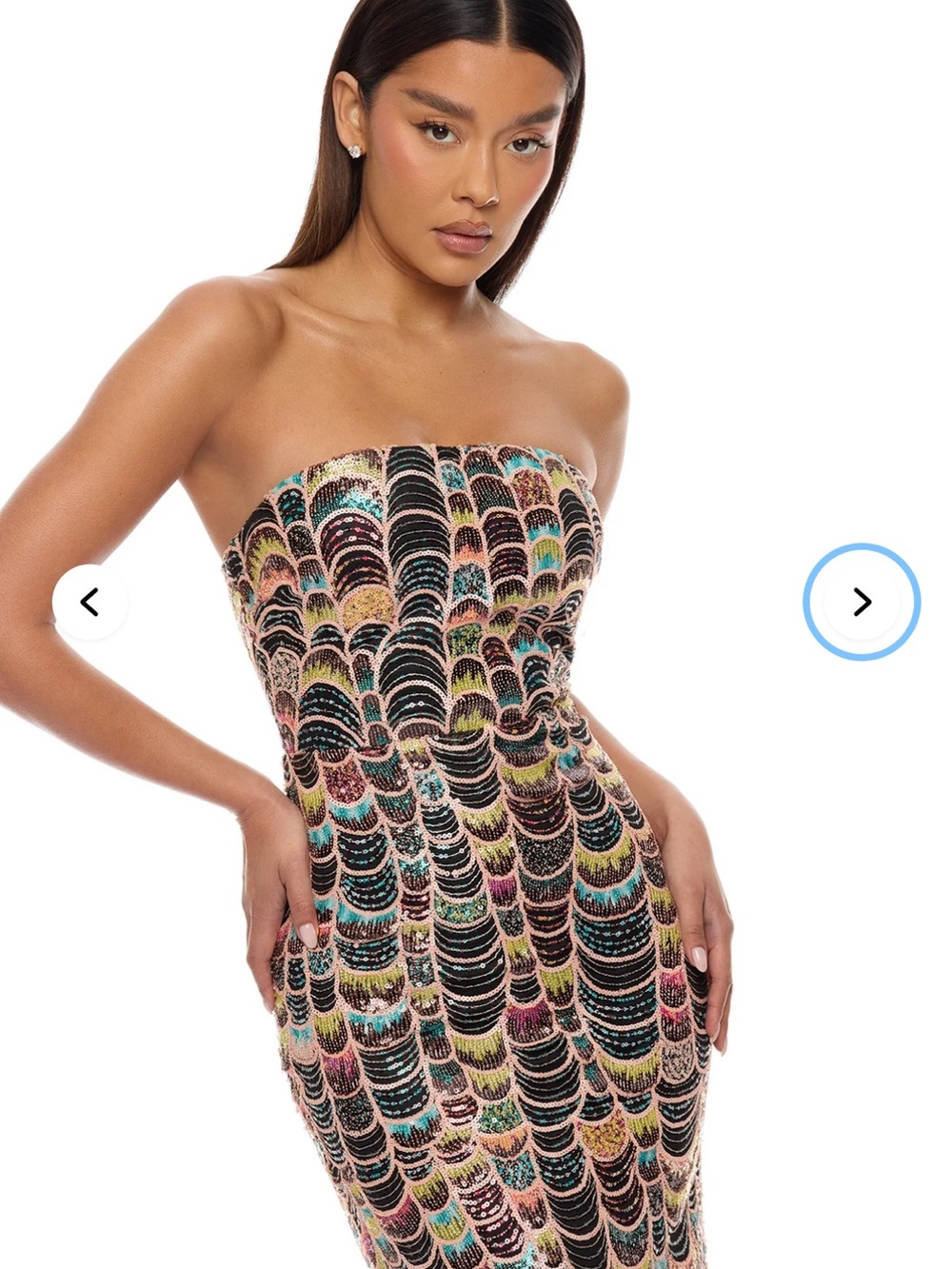 Aliyah Strapless Sequin Gown - Multi Color - Picture 3 of 5